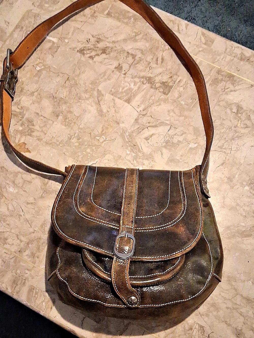 Patricia Nash Torri Crossbody Brown Leather Crossbody Bag